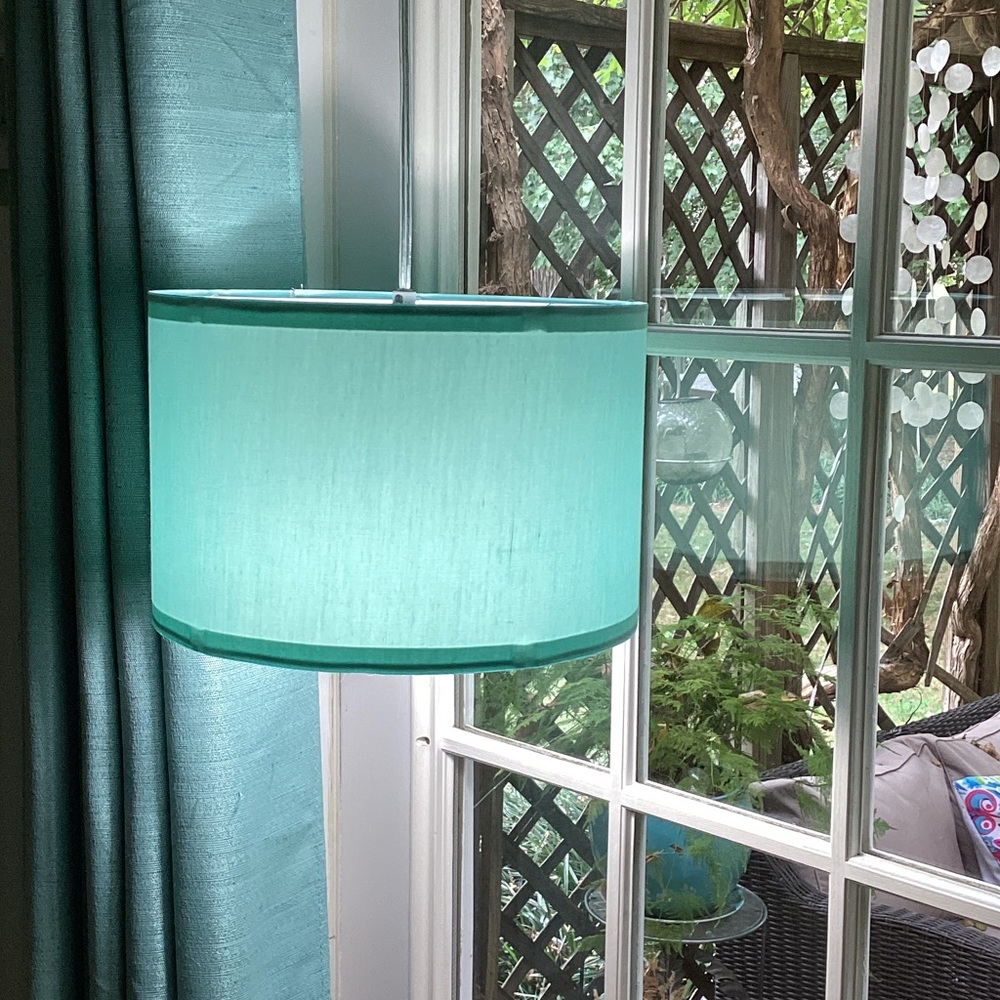 Teal Drum Pendant Lantern
